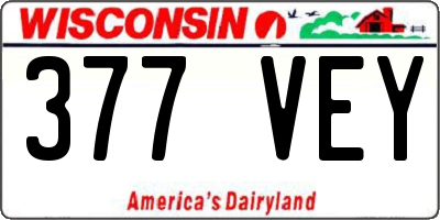 WI license plate 377VEY