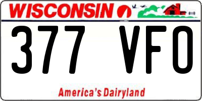 WI license plate 377VFO