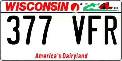 WI license plate 377VFR