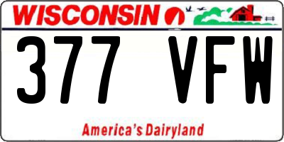 WI license plate 377VFW