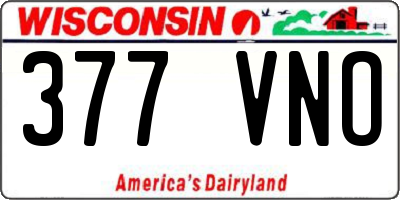WI license plate 377VNO