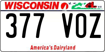 WI license plate 377VOZ