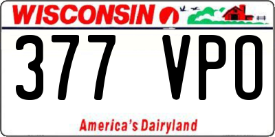 WI license plate 377VPO