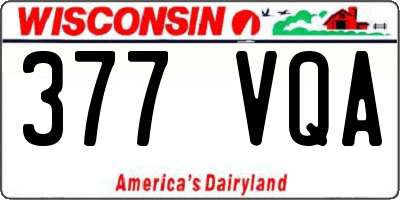 WI license plate 377VQA