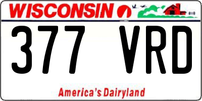 WI license plate 377VRD