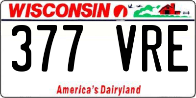 WI license plate 377VRE