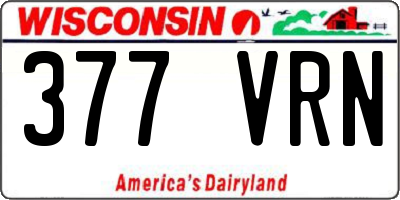 WI license plate 377VRN