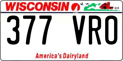 WI license plate 377VRO