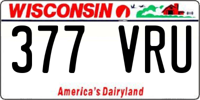 WI license plate 377VRU