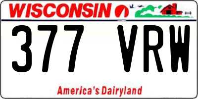 WI license plate 377VRW