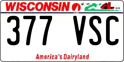 WI license plate 377VSC