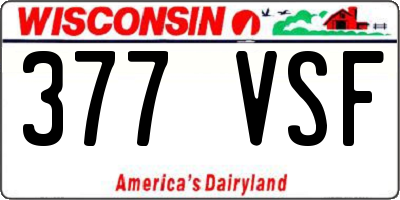 WI license plate 377VSF