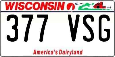 WI license plate 377VSG