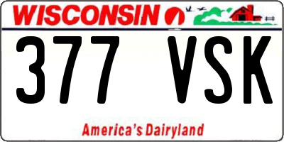 WI license plate 377VSK