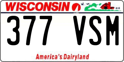 WI license plate 377VSM