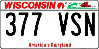 WI license plate 377VSN