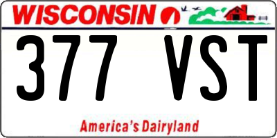 WI license plate 377VST