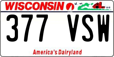 WI license plate 377VSW