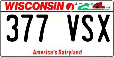 WI license plate 377VSX