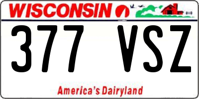 WI license plate 377VSZ