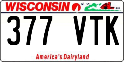 WI license plate 377VTK