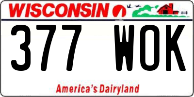 WI license plate 377WOK