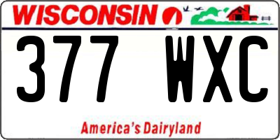 WI license plate 377WXC