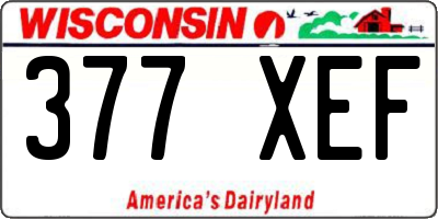 WI license plate 377XEF