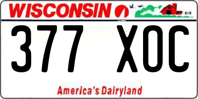 WI license plate 377XOC