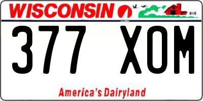 WI license plate 377XOM
