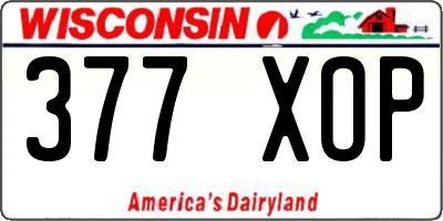 WI license plate 377XOP