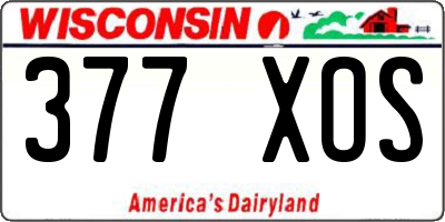 WI license plate 377XOS