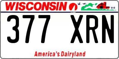 WI license plate 377XRN