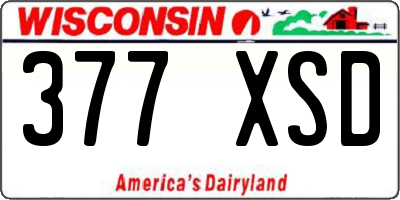 WI license plate 377XSD