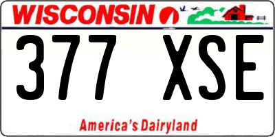 WI license plate 377XSE