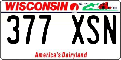 WI license plate 377XSN