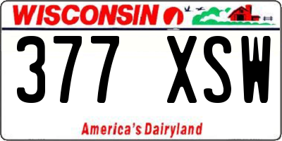 WI license plate 377XSW