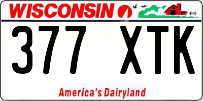 WI license plate 377XTK