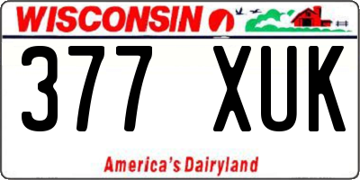 WI license plate 377XUK