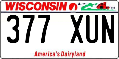 WI license plate 377XUN