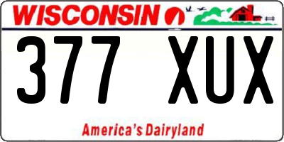 WI license plate 377XUX