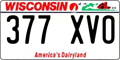 WI license plate 377XVO