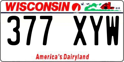 WI license plate 377XYW