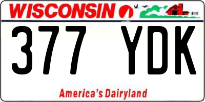 WI license plate 377YDK