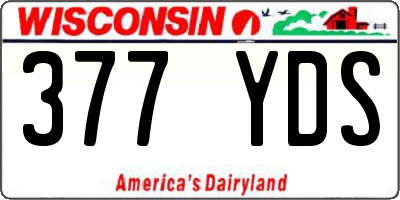 WI license plate 377YDS