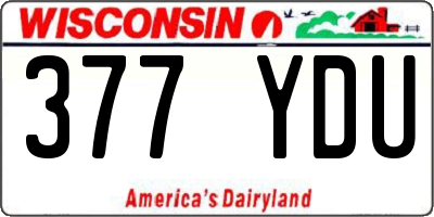 WI license plate 377YDU