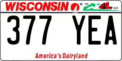 WI license plate 377YEA