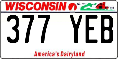 WI license plate 377YEB