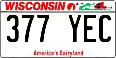 WI license plate 377YEC
