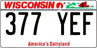 WI license plate 377YEF